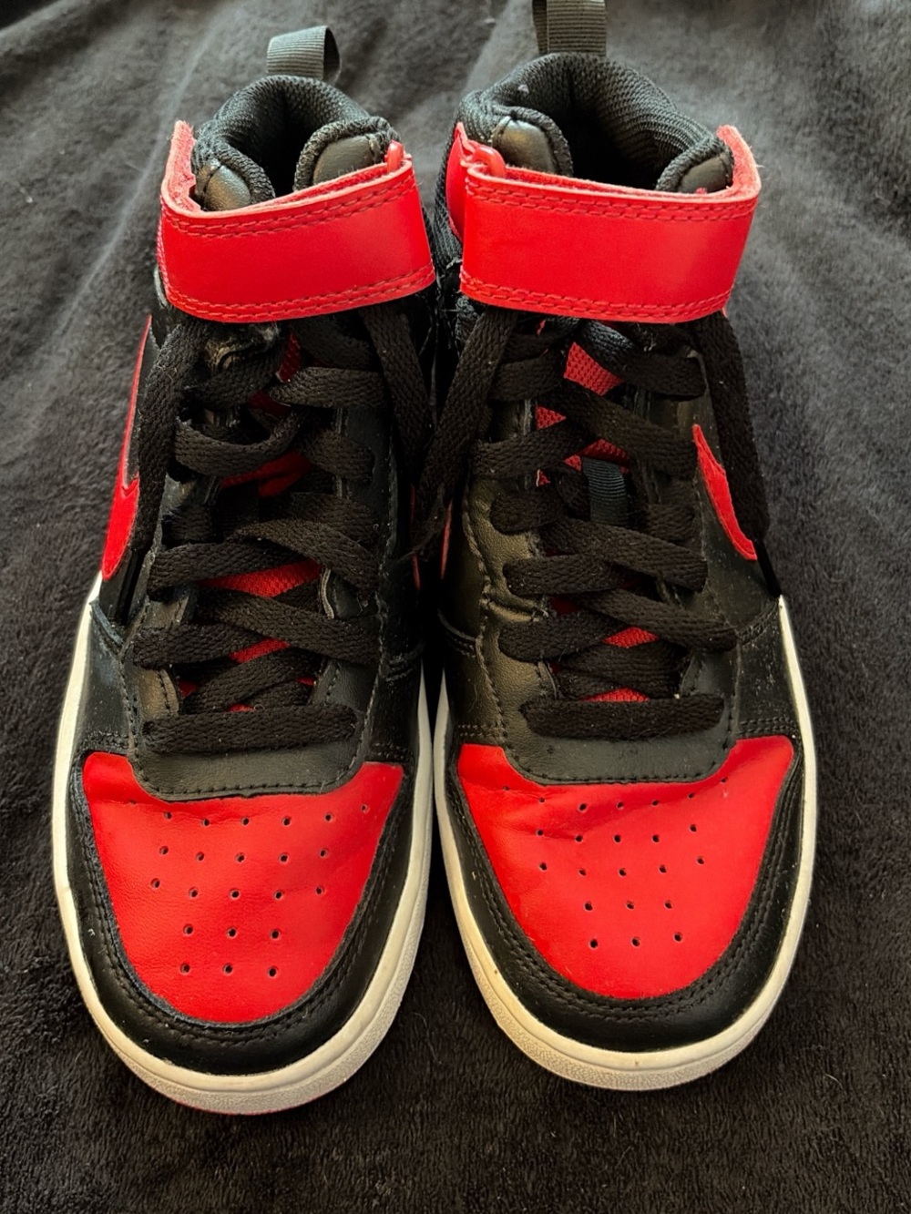 Nike Kids High-Top Sneakers in Red and Black